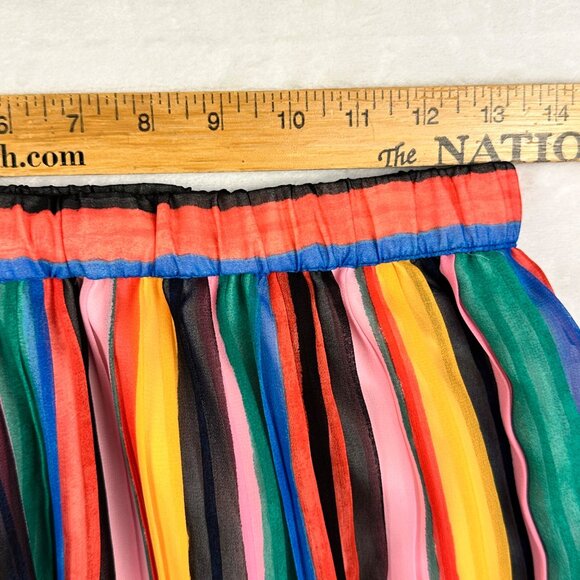 Who What Wear Womens Rainbow Pleated Midi Skirt Sz XS Artzy Flowy - Picture 6 of 9